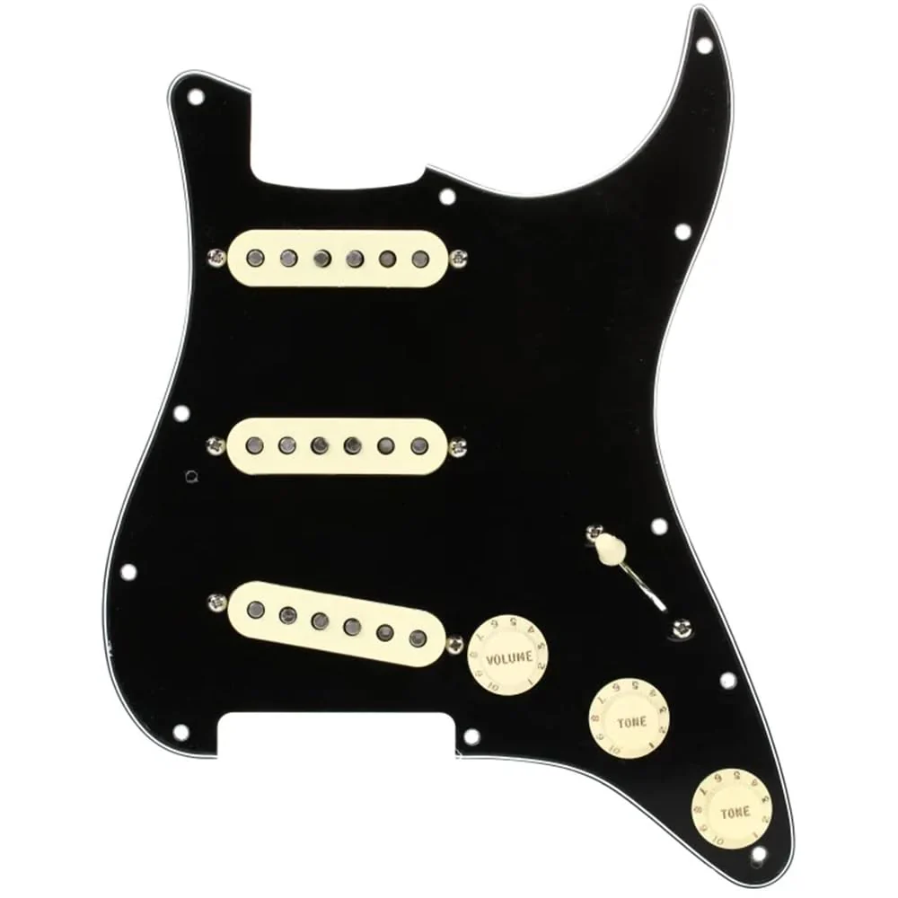 Fender Pre-Wired Strat® Pickguard, Custom Shop Fat 50's SSS, Black - 0992340506 Bundle w/ 12-Pack Guitar Pick and Liquid Audio Polishing Cloth - Image 4