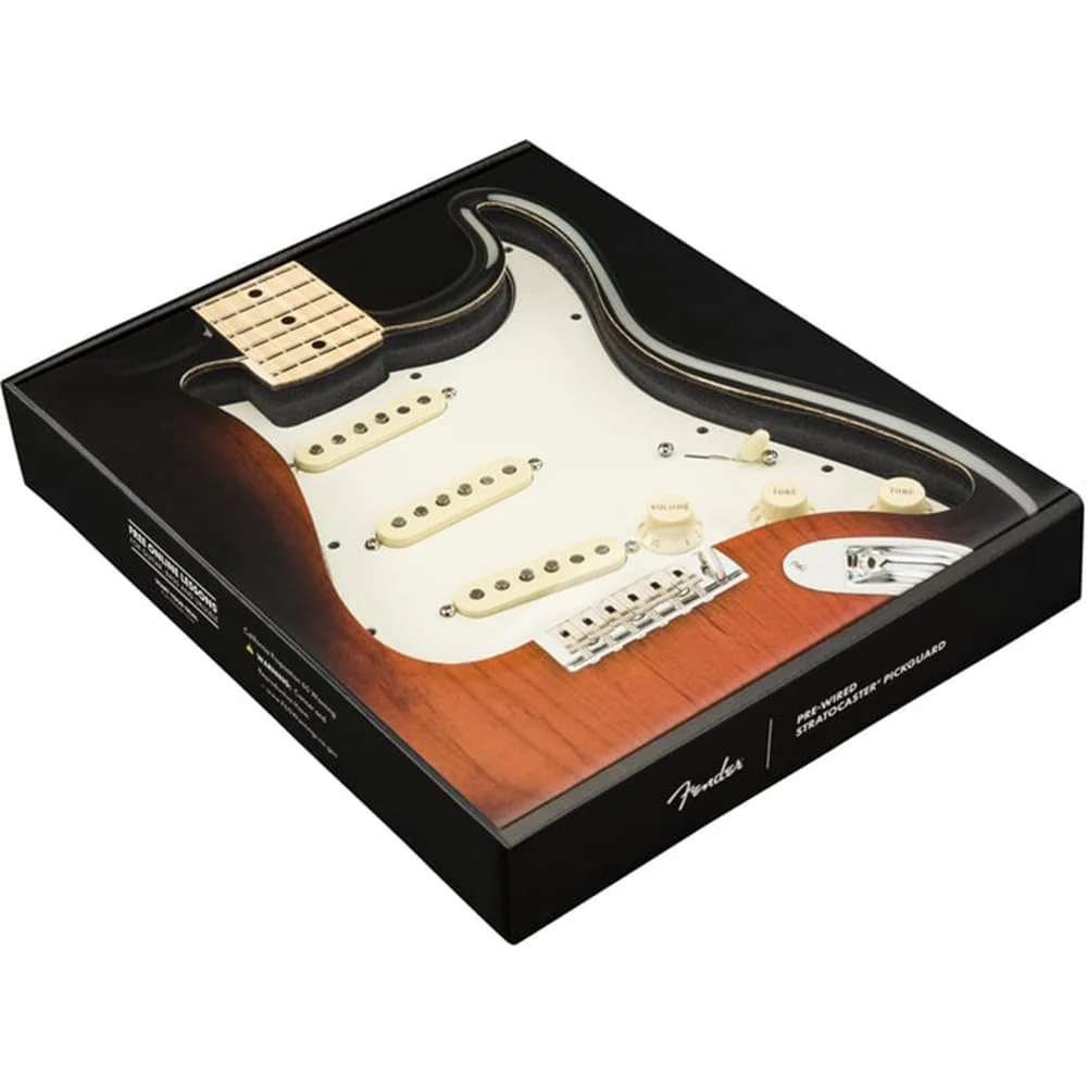Fender Pre-Wired Strat® Pickguard, Custom Shop Fat 50's SSS, Parchment - 0992340509 Bundle w/ 12-Pack Guitar Pick and Liquid Audio Polishing Cloth - Image 3