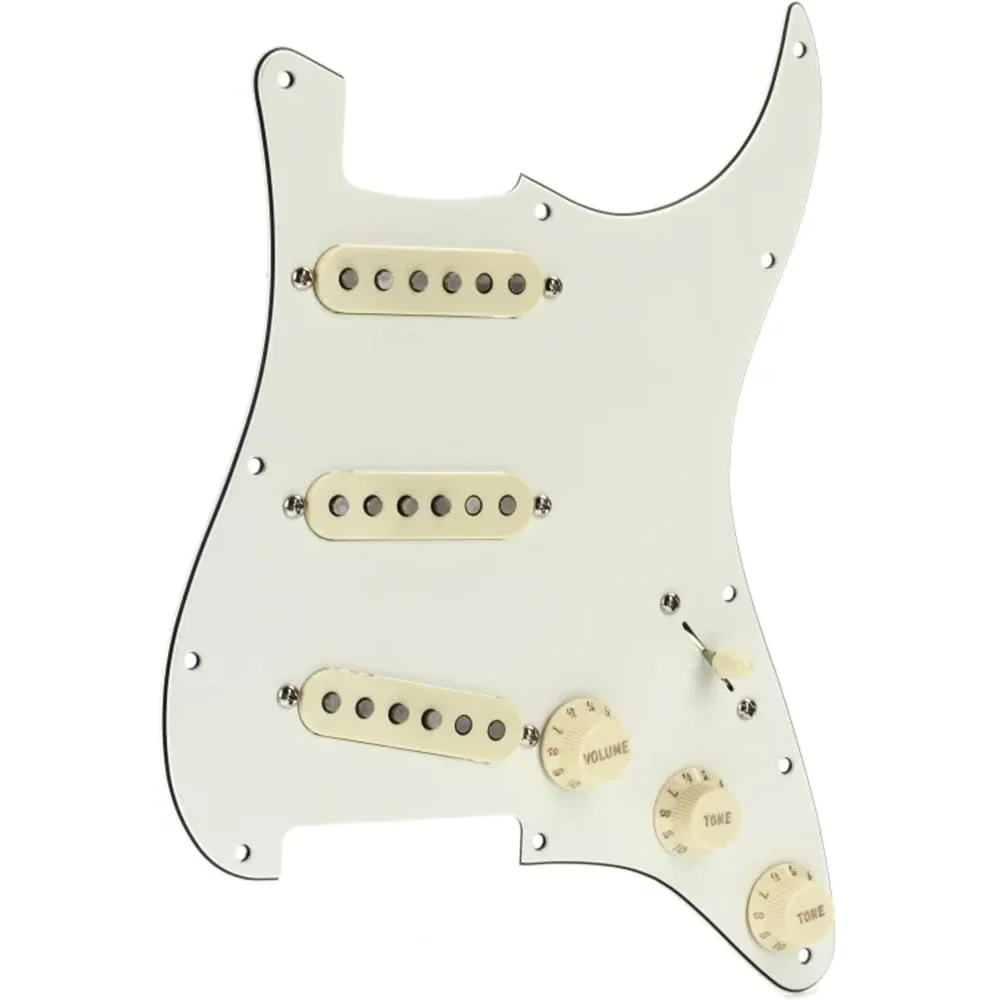 Fender Pre-Wired Strat® Pickguard, Custom Shop Fat 50's SSS, Parchment - 0992340509 Bundle w/ 12-Pack Guitar Pick and Liquid Audio Polishing Cloth - Image 4