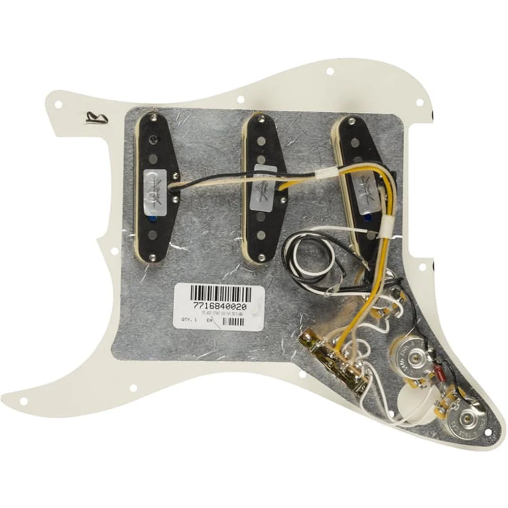 Fender Pre-Wired Strat® Pickguard, Custom Shop Fat 50's SSS, Parchment - 0992340509 Bundle w/ 12-Pack Guitar Pick and Liquid Audio Polishing Cloth - Image 5