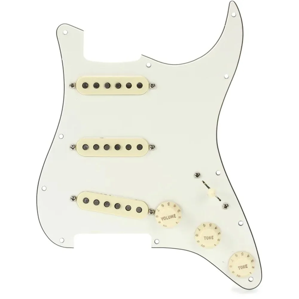 Fender Pre-Wired Strat® Pickguard, Custom Shop Fat 50's SSS, Parchment - 0992340509 Bundle w/ 12-Pack Guitar Pick and Liquid Audio Polishing Cloth - Image 6