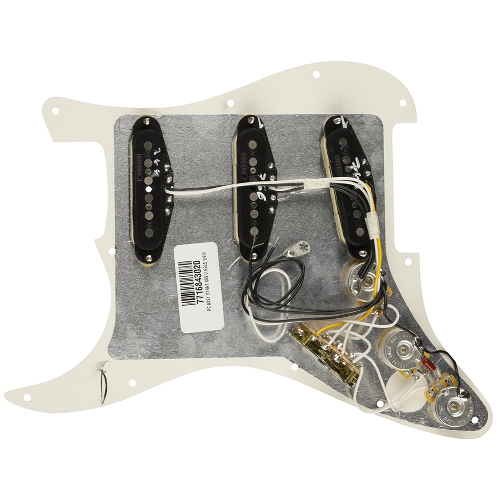 Fender Pre-Wired Strat® Pickguard, Vintage Noiseless SSS, Parchment - 0992344509 Bundle w/ 12-Pack Guitar Pick and Liquid Audio Polishing Cloth - Image 3