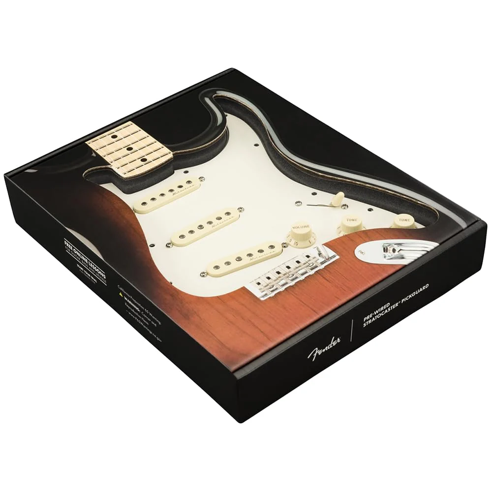 Fender Pre-Wired Strat® Pickguard, Vintage Noiseless SSS, Parchment - 0992344509 Bundle w/ 12-Pack Guitar Pick and Liquid Audio Polishing Cloth - Image 6