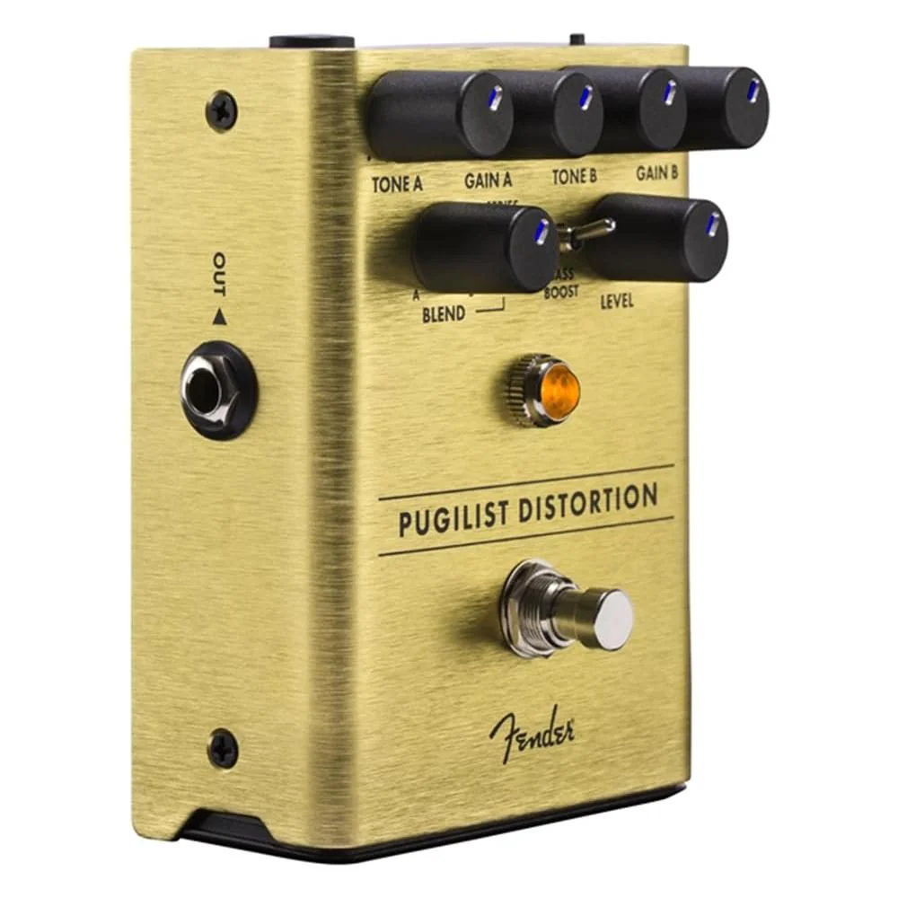 Fender Pugilist Distortion Effects Pedal Bundle w/2x Strukture S6P48 Woven Right Angle Patch Cables, 12x Guitar Picks and Liquid Audio Polishing Cloth - Image 3