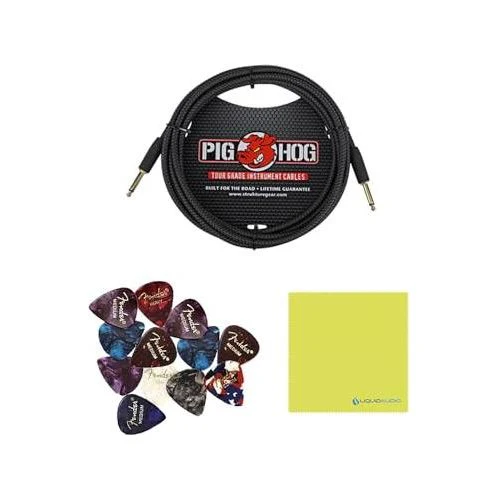 Fender Rumble™ 500 Bass Combo Amplifier, 120V, Black and Silver, 2370600000 Bundle w/Pig Hog PCH10BK “Black Woven” Instrument Cable, 12-Pack Guitar Picks & Liquid Audio Polishing Cloth - Image 2