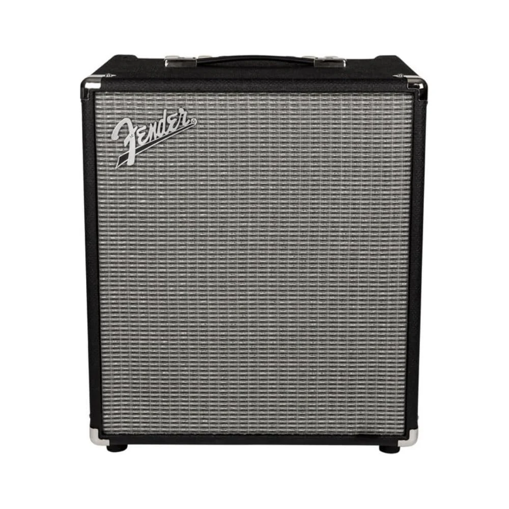 Fender Rumble 100 Bass Amplifier Bundle w/Pig Hog PCH10BK Black Woven Instrument Cable, Power Cable, 12x Fender Picks and Liquid Audio Polishing Cloth - Image 2