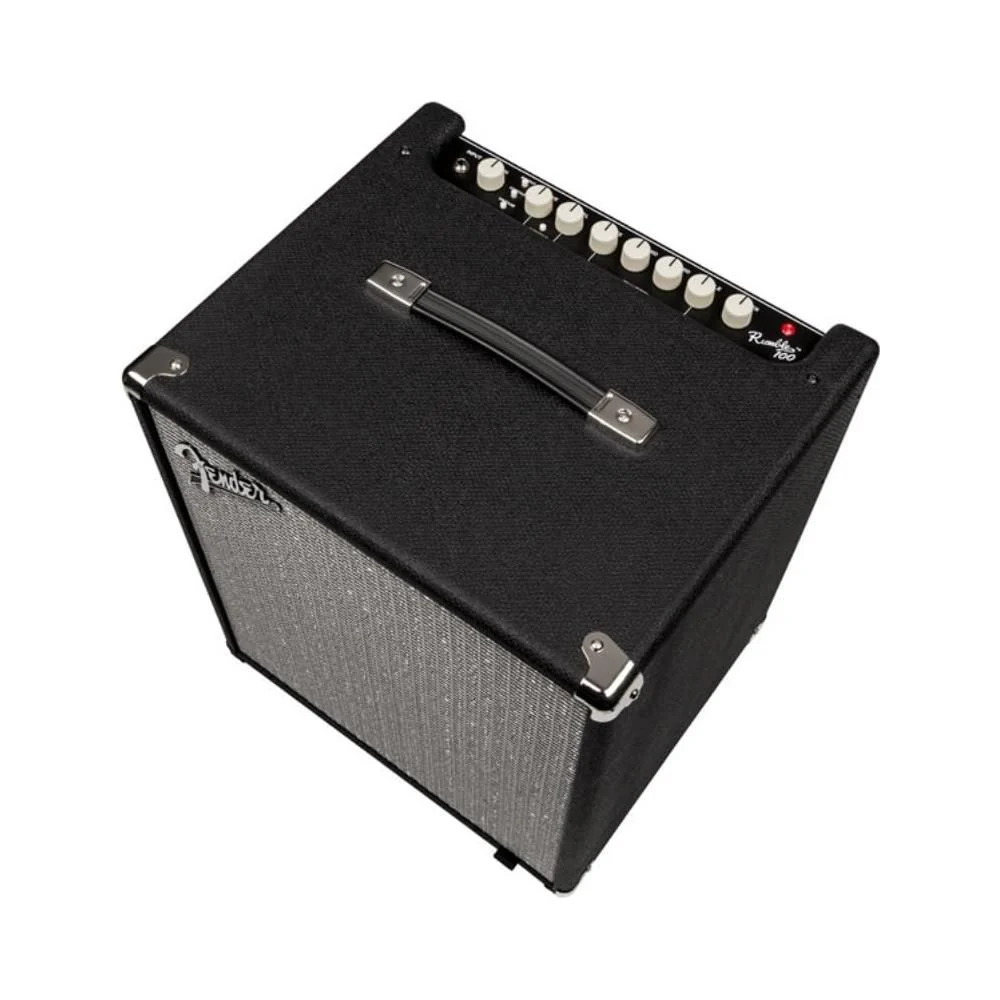 Fender Rumble 100 Bass Amplifier Bundle w/Pig Hog PCH10BK Black Woven Instrument Cable, Power Cable, 12x Fender Picks and Liquid Audio Polishing Cloth - Image 4