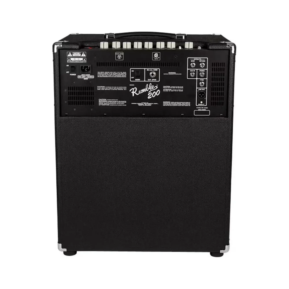 Fender Rumble 200 Bass Amplifier Bundle w/Pig Hog PCH10BK Black Woven Instrument Cable, Power Cable, 12x Fender Picks and Liquid Audio Polishing Cloth - Image 3