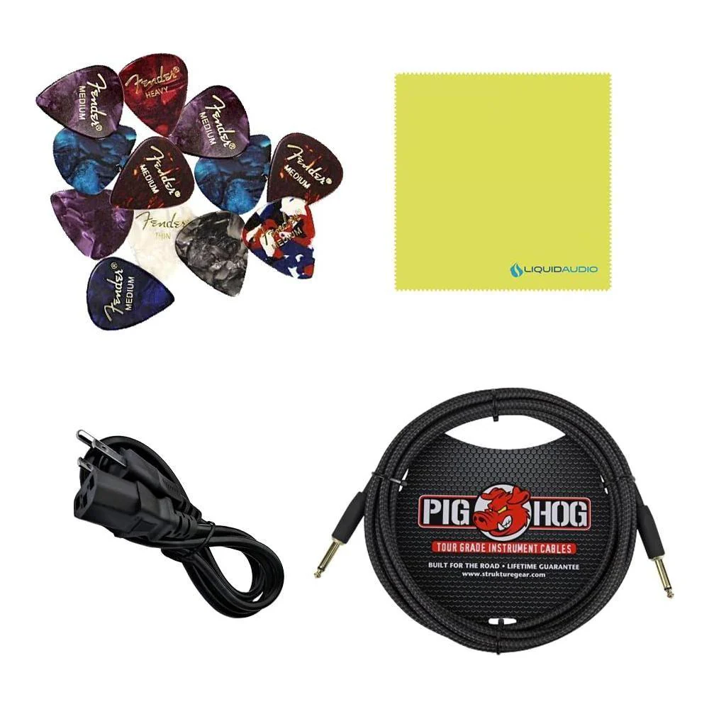 Fender Rumble 200 Bass Amplifier Bundle w/Pig Hog PCH10BK Black Woven Instrument Cable, Power Cable, 12x Fender Picks and Liquid Audio Polishing Cloth - Image 5