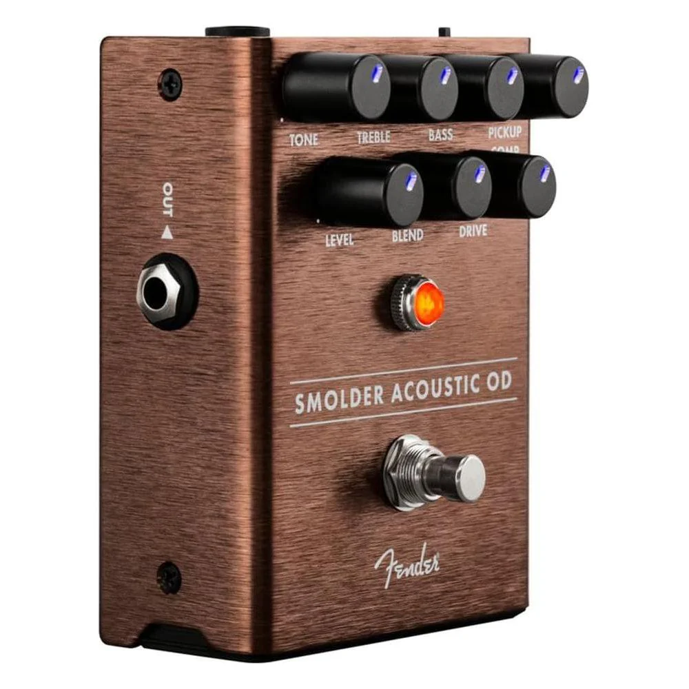 Fender Smolder® Acoustic Overdrive Effects Pedal Bundle w/2x Strukture S6P48 Woven Right Angle Patch Cables, 12x Guitar Picks and Liquid Audio Polishing Cloth - Image 3