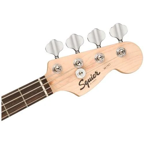 Squier Mini Precision Short Scale Bass Guitar, Indian Laurel Fingerboard, Black Bundle w/ 12 Picks & Liquid Audio Polishing Cloth - Image 6