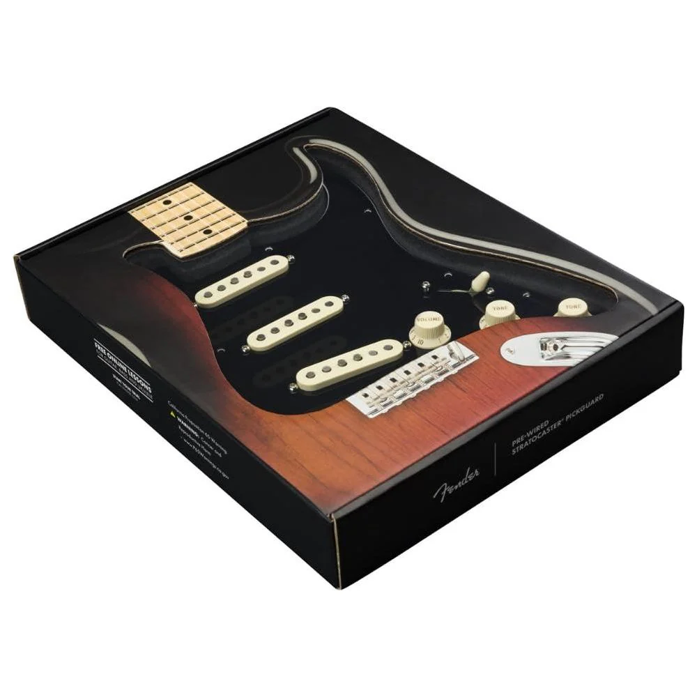 Fender Stratocaster Pickguard Pre-Wired Strat® Texas Special SSS Black BUNDLE with 12x Fender Guitar Picks and Liquid Audio Polishing Cloth - Fender Strat Pickguard, Scratch Plate - Image 2