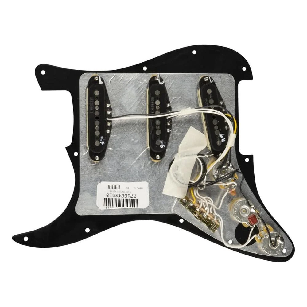 Fender Pre-Wired Strat® Pickguard, Vintage Noiseless SSS, Black Bundle w/ 12x Guitar Picks, and Liquid Audio Polishing Cloth - Image 2