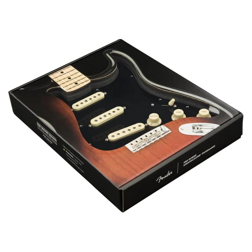 Fender Pre-Wired Strat® Pickguard, Vintage Noiseless SSS, Black Bundle w/ 12x Guitar Picks, and Liquid Audio Polishing Cloth - Image 3