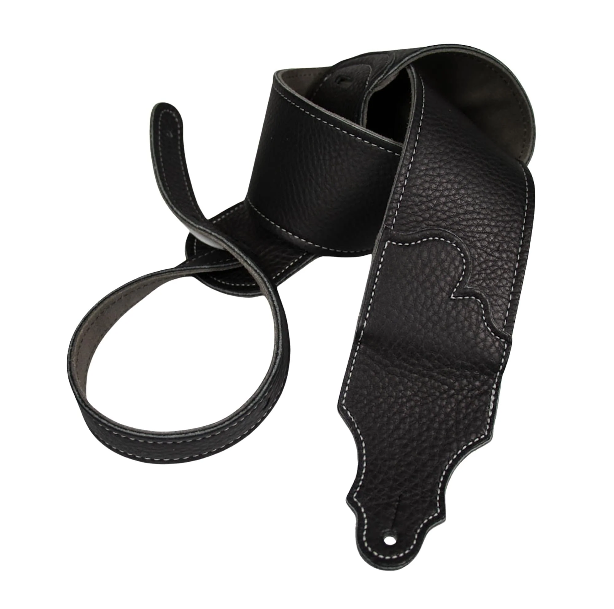 Franklin Strap Original Black Glove Leather with Suede Backing Guitar Strap - Image 3