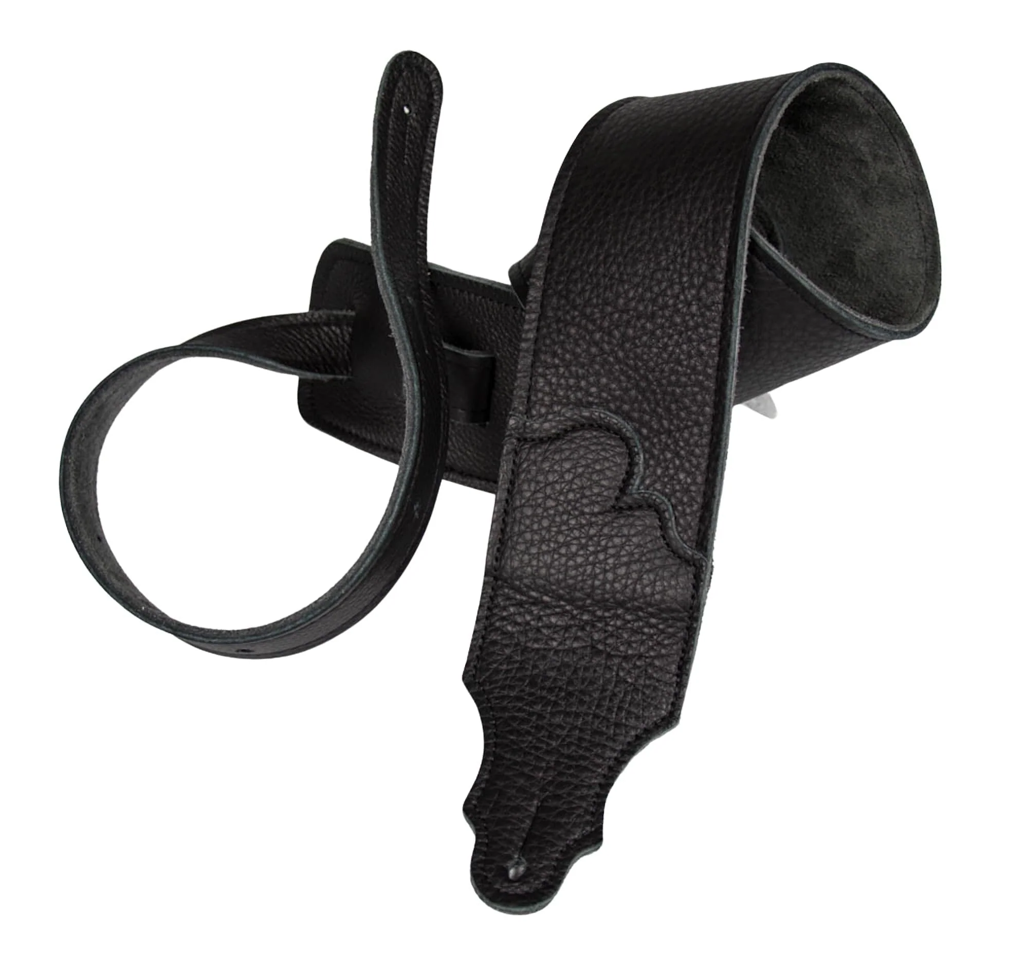 Franklin Strap Original Black Glove Leather with Suede Backing Guitar Strap - Image 4