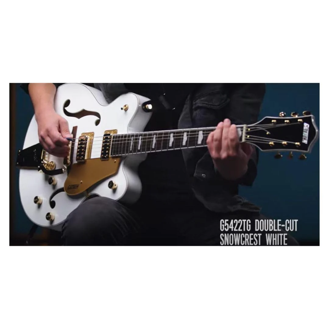 Gretsch G5422TG Electromatic 6-String Right-Handed Classic Double-Cut Hollowbody Electric Guitar with Bigsby, Laurel Fingerboard and Maple Neck (Snowcrest White) - Image 7