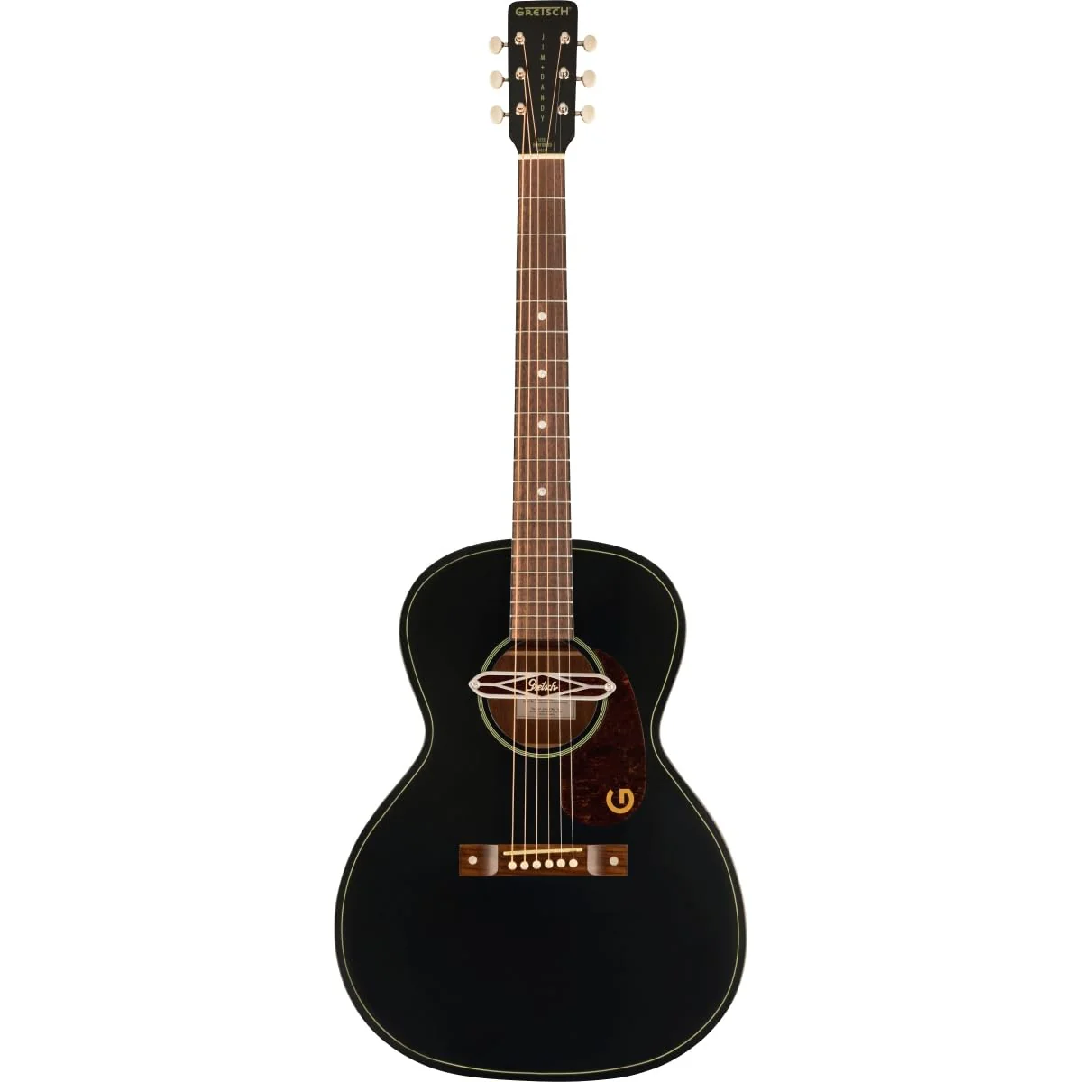 Gretsch Jim Dandy Deltoluxe Concert 6-String Right-Handed Acoustic Guitar with C-Shape Neck and Select Lightweight Laminate Tonewoods X-Braced Body (Black Top) - Image 2