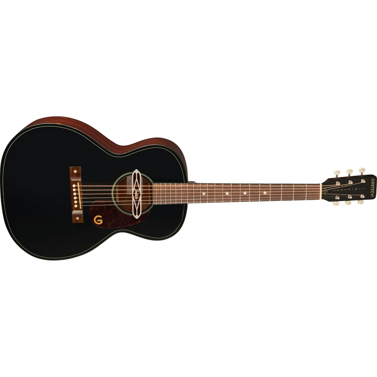 Gretsch Jim Dandy Deltoluxe Concert 6-String Right-Handed Acoustic Guitar with C-Shape Neck and Select Lightweight Laminate Tonewoods X-Braced Body (Black Top) - Image 4