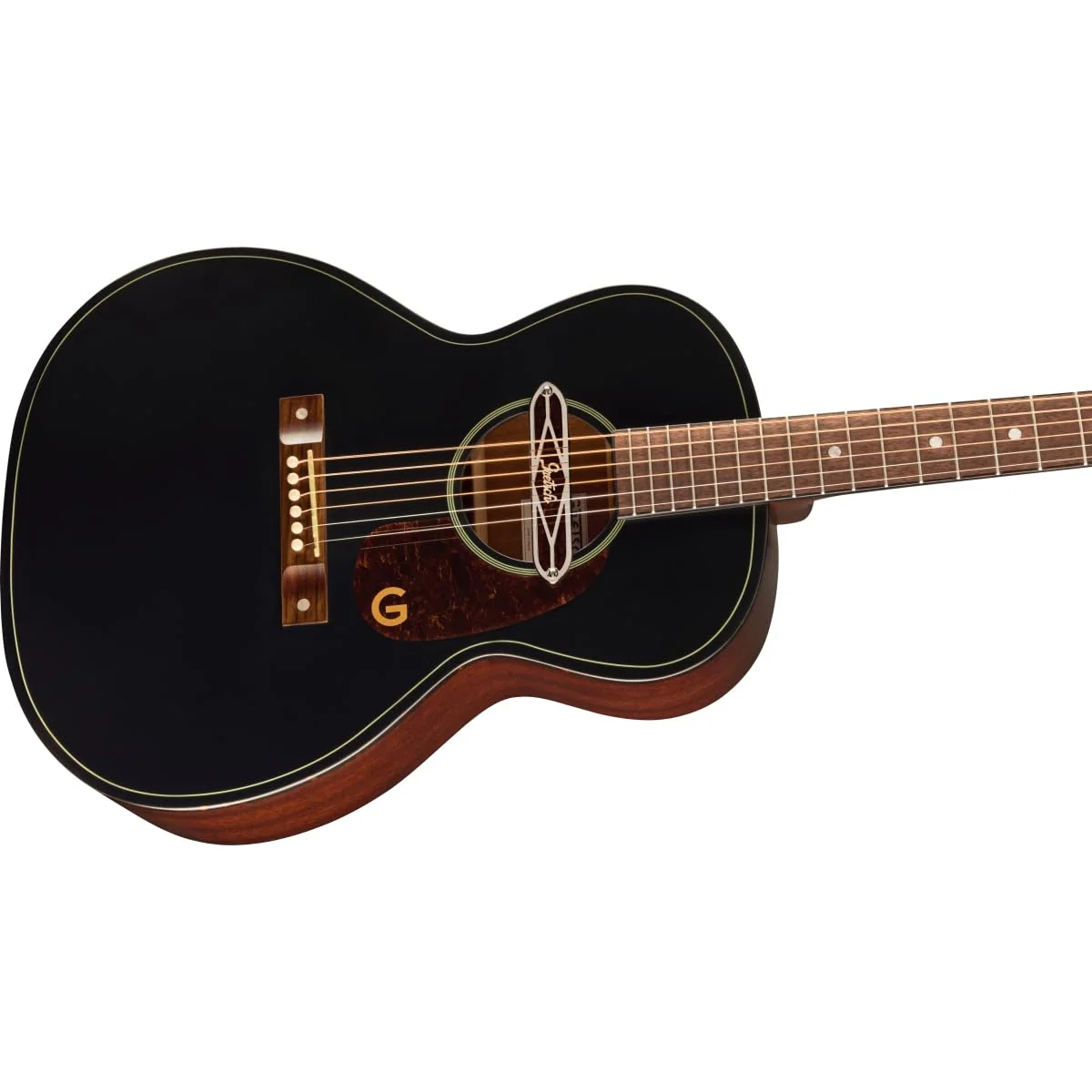 Gretsch Jim Dandy Deltoluxe Concert 6-String Right-Handed Acoustic Guitar with C-Shape Neck and Select Lightweight Laminate Tonewoods X-Braced Body (Black Top) - Image 5