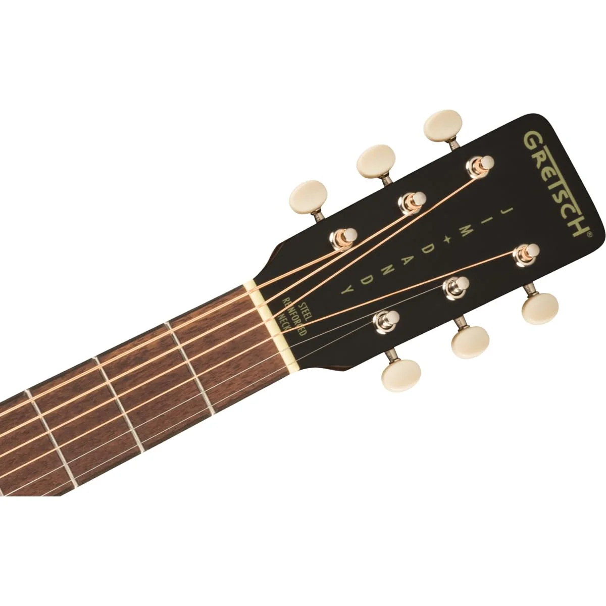 Gretsch Jim Dandy Deltoluxe Concert 6-String Right-Handed Acoustic Guitar with C-Shape Neck and Select Lightweight Laminate Tonewoods X-Braced Body (Black Top) - Image 6