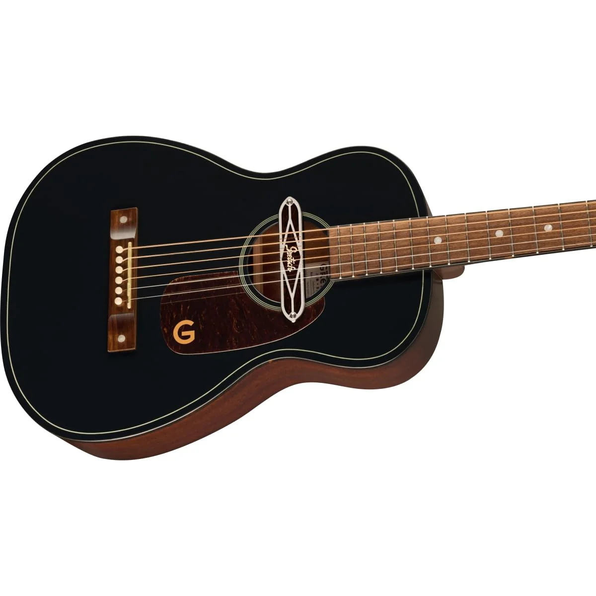 Gretsch Jim Dandy Deltoluxe Parlor 6-String Right-Handed Acoustic Guitar with C-Shape Neck and Select Lightweight Laminate Tonewoods X-Braced Body (Black Top) - Image 5