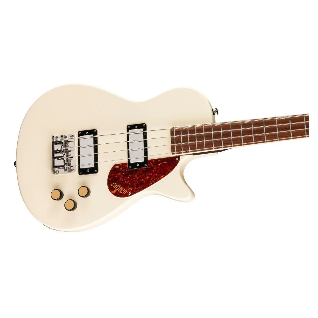 Gretsch Streamliner Jet Club Single-Cut 4-String Right-Handed Bass Guitar with Nato Body and Laurel Fingerboard (Vintage White) - Image 4