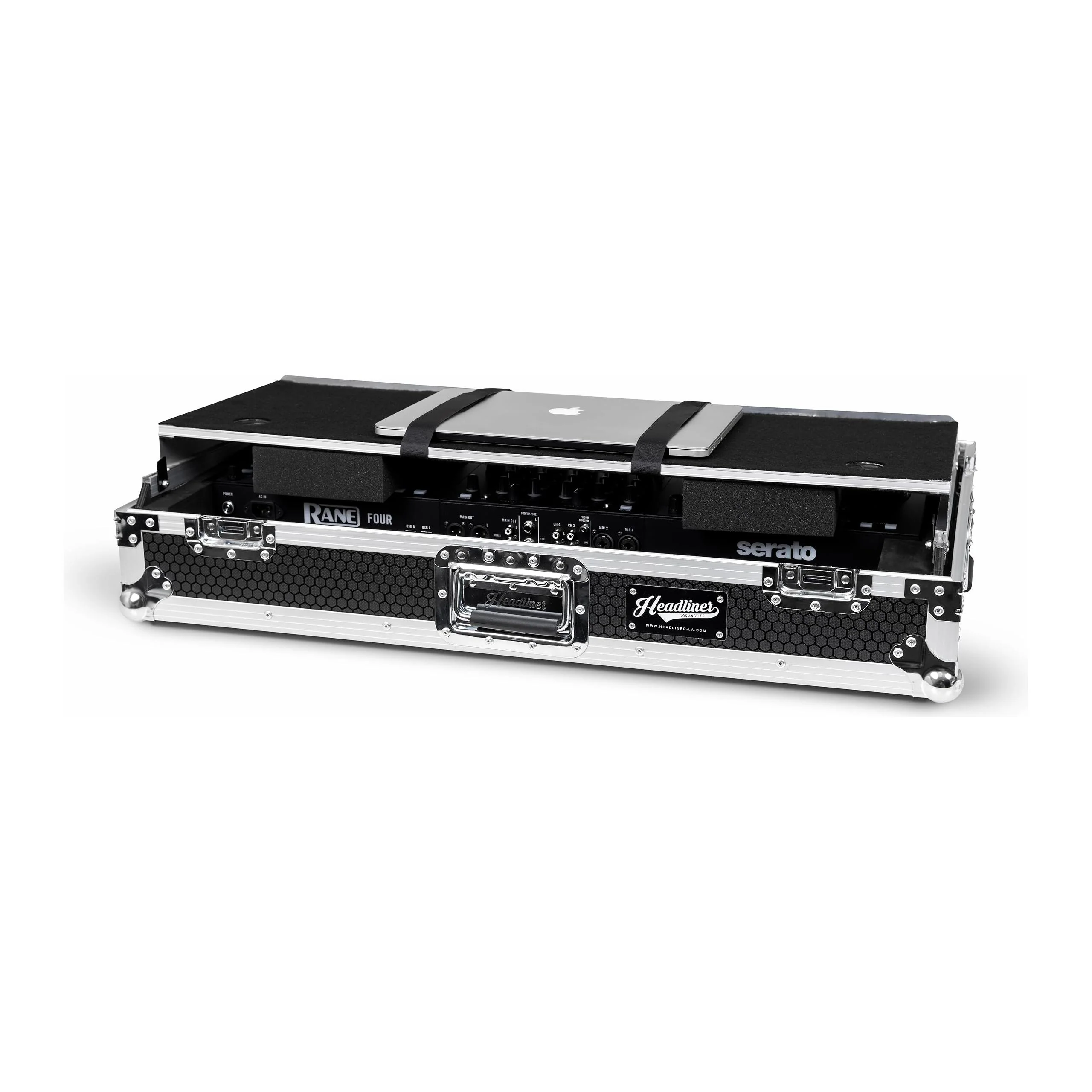 Headliner Flight Custom Fit Case with Laptop Platform and Wheels Compatible with Rane Four DJ Controller, DJ Equipment Road Case - Image 3