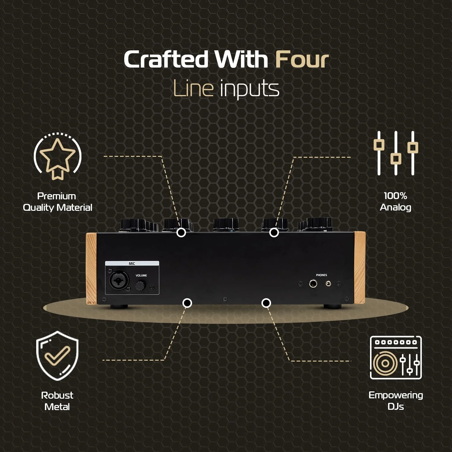Headliner R4 4-Channel analog rotary DJ mixer with built-in Filter - Image 3