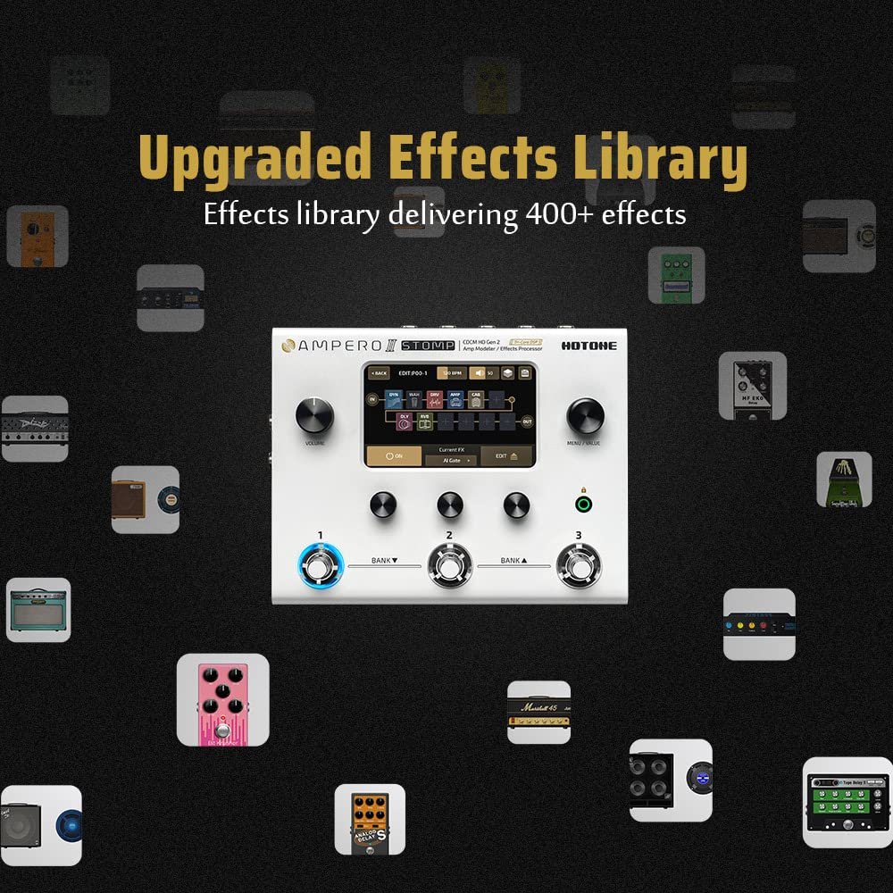 HOTONE Guitar Multi Effects Processor Multi Effects Pedal Touch Screen Guitar Bass Amp Modeling IR Cabinets Simulation Guitar Effects Pedal Multi FX Processor Ampero II Stomp - Image 5