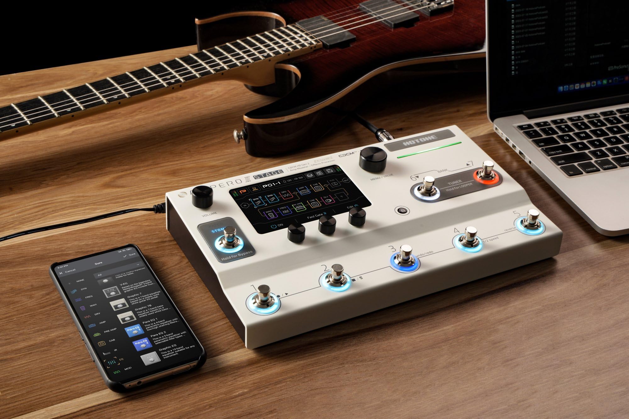HOTONE Multi-Effects Pedal Processor Touch Screen Guitar Bass Amp Modeling IR Cabinets Simulation Dual Effect Chains with FX Loop MIDI I/O Stereo OTG USB Audio Interface Ampero II Stage - Image 8