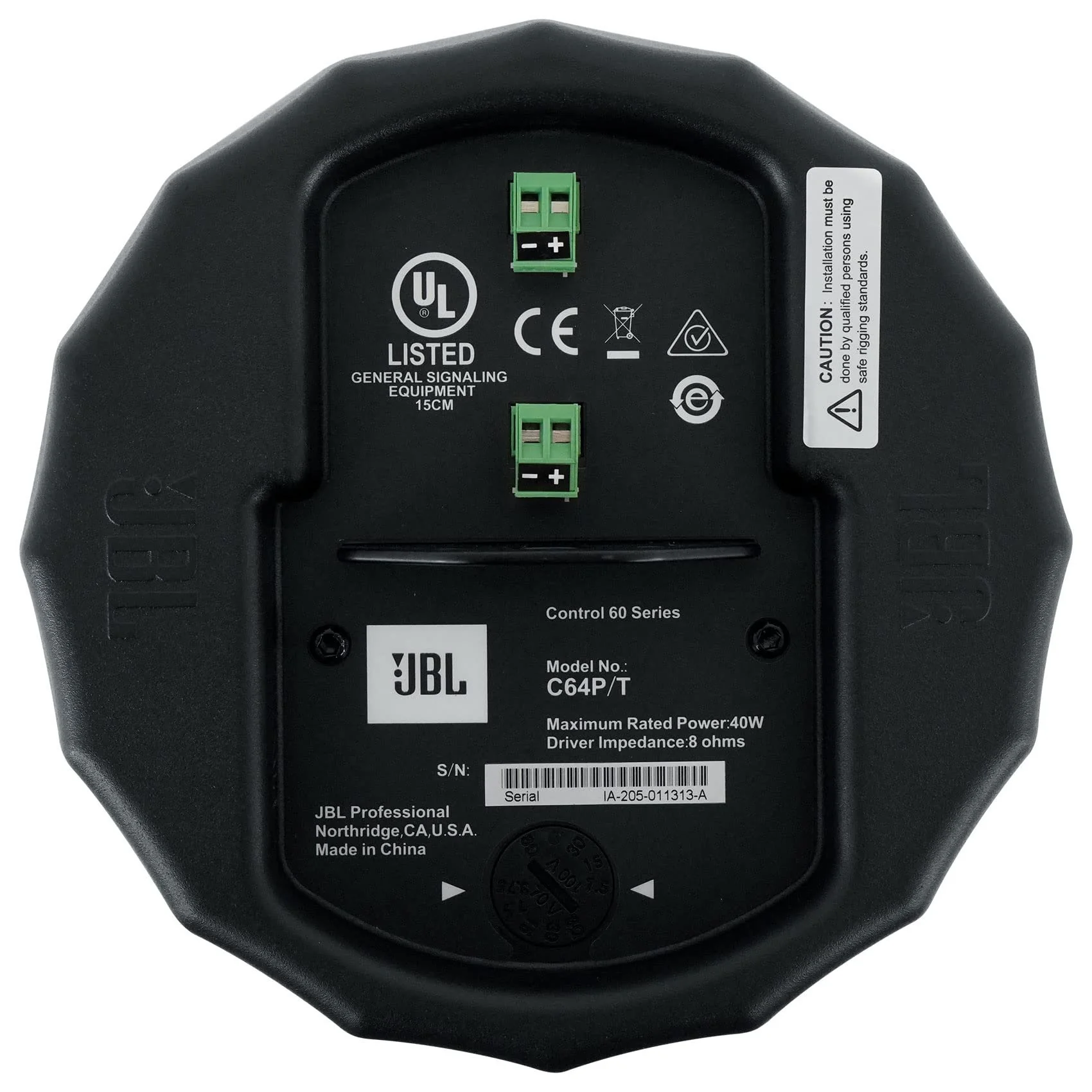 JBL Professional C64P/T Compact Full-Range Hanging Pendant Loudspeaker, Black, Sold as Pair - Image 4