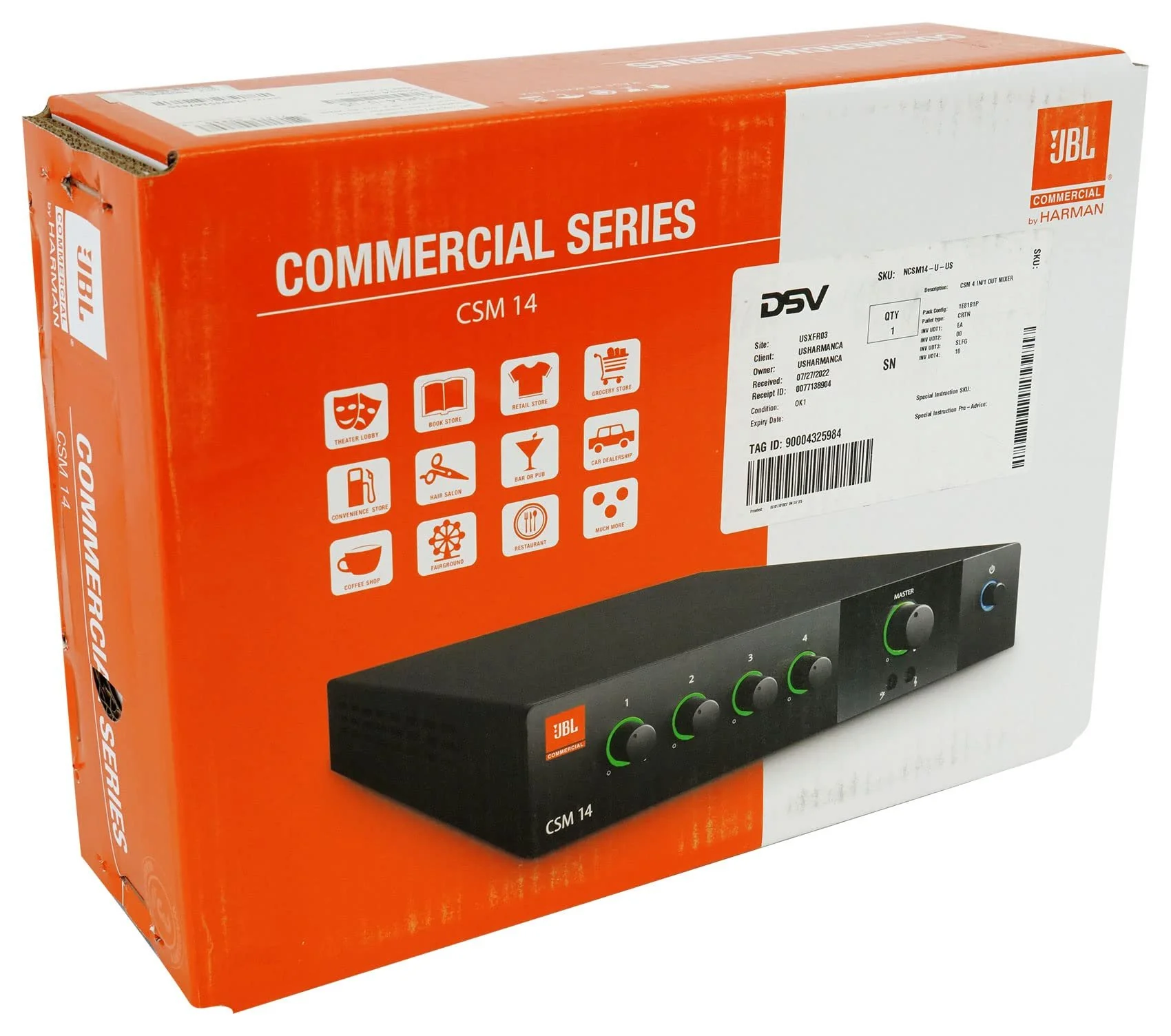 JBL Professional CSM-14 Commercial Series 4-input, 1-output Audio Mixer - Image 6