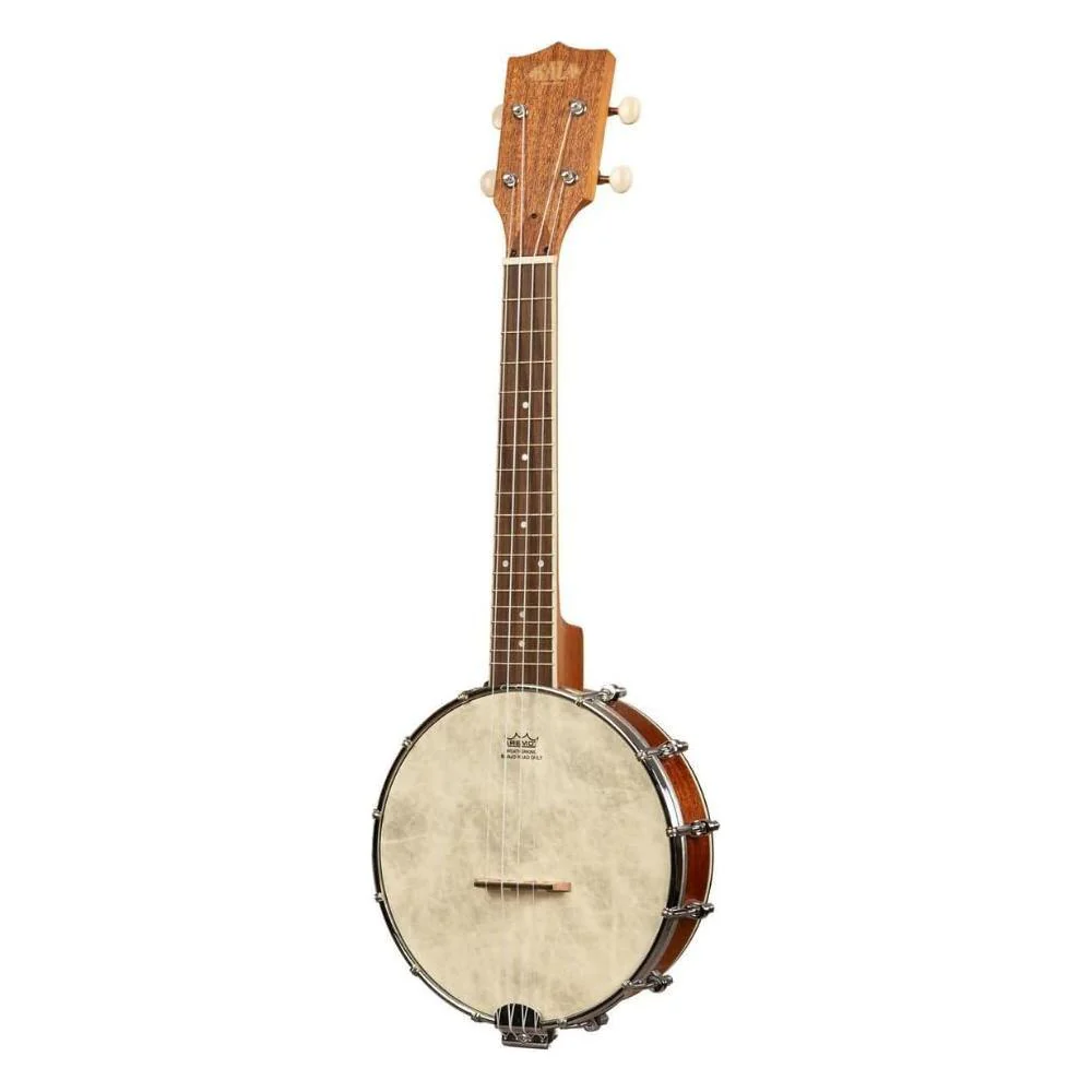 Kala Natural Mahogany Banjo Concert Ukulele with Bag, KA-BNJ-MHG-C Bundle w/Kala KKBL Klipz Tuner in Blue and Liquid Audio Polishing Cloth - Image 2