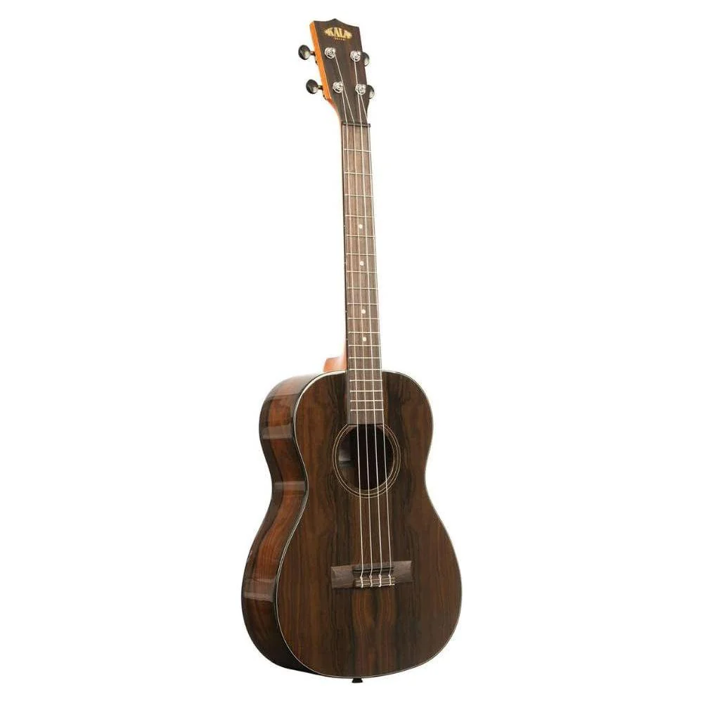 Kala Ziricote Gloss Baritone Ukulele, KA-ZCT-B Bundle w/Kala KKBL Klipz Tuner in Blue and Liquid Audio Polishing Cloth - Image 2