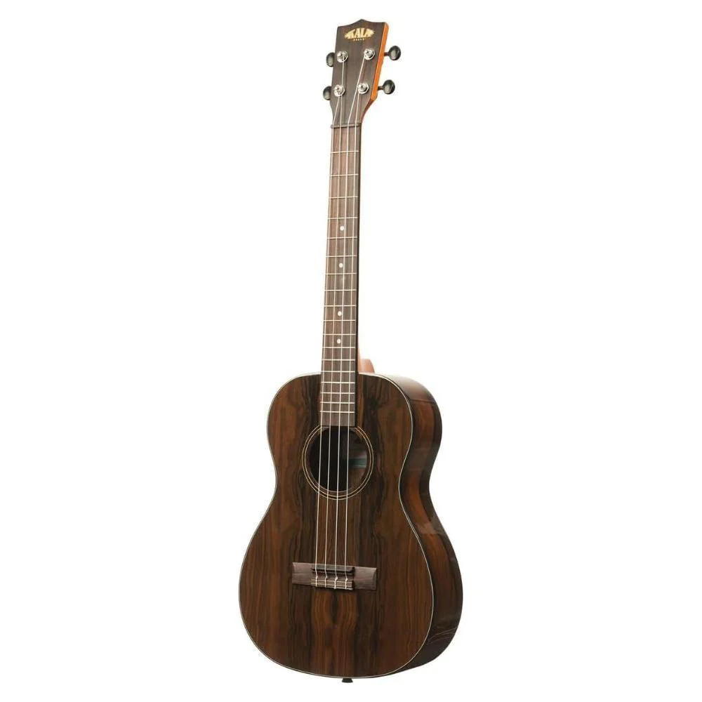Kala Ziricote Gloss Baritone Ukulele, KA-ZCT-B Bundle w/Kala KKBL Klipz Tuner in Blue and Liquid Audio Polishing Cloth - Image 4