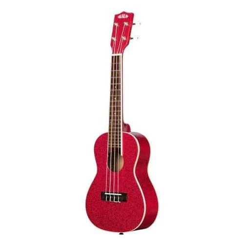 Kala Ritzy Red Sparkle Concert Ukulele, KA-SPRK-RED Bundle w/Kala KKBL Klipz Tuner in Blue and Liquid Audio Polishing Cloth - Image 2