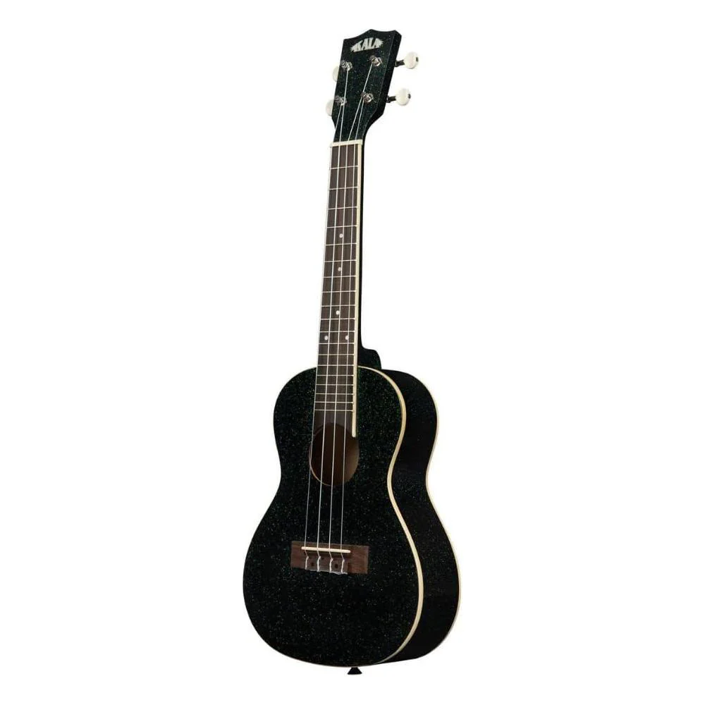 Kala Galaxy Black Sparkle Concert Ukulele, KA-SPRK-BLACK Bundle w/Kala KKBL Klipz Tuner in Blue and Liquid Audio Polishing Cloth - Image 2