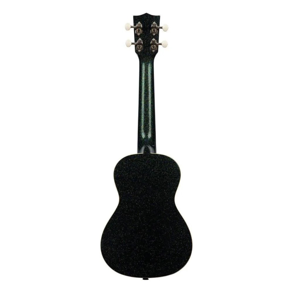 Kala Galaxy Black Sparkle Concert Ukulele, KA-SPRK-BLACK Bundle w/Kala KKBL Klipz Tuner in Blue and Liquid Audio Polishing Cloth - Image 4