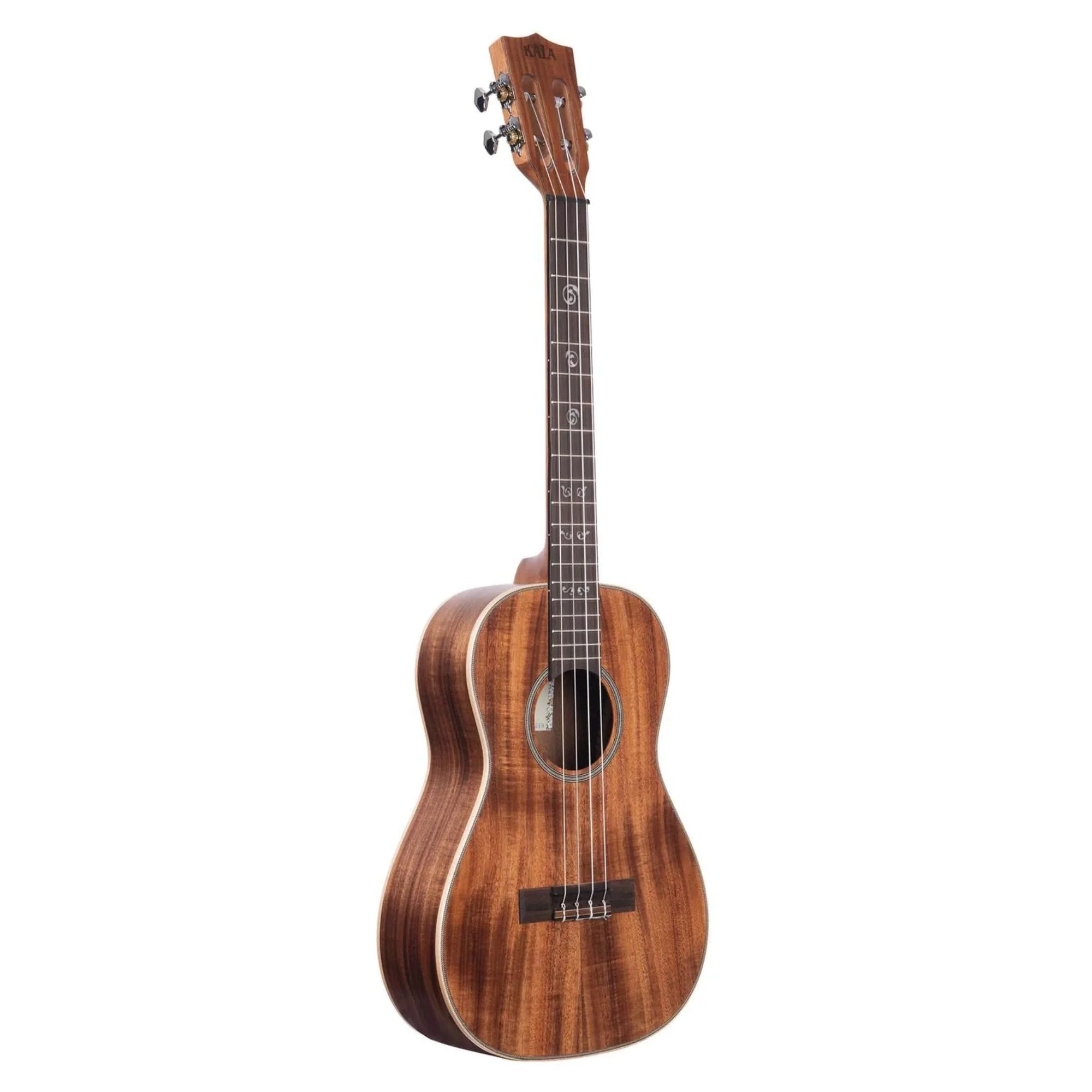 Kala KA-SA-B Solid Acacia Baritone Ukulele Satin Natural Bundle with KALA Klipz Blue Clip-On Tuner & Polishing Cloth – Rich Tone, Maple Binding, Slotted Headstock, Premium Baritone Build - Image 4