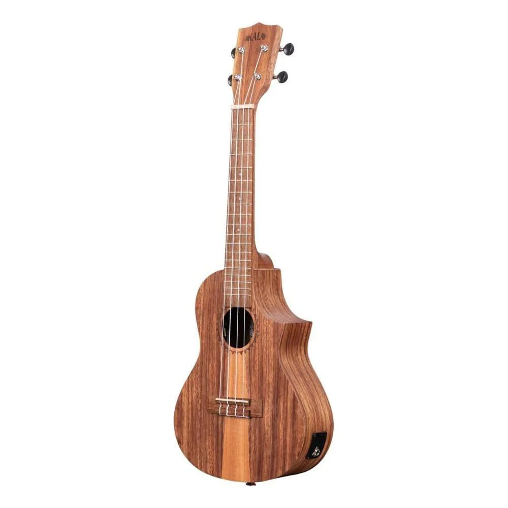 Kala Teak Tri-Top Concert Ukulele w/Cutaway & EQ, KA-TK-C-CE Bundle w/Kala KKBL Klipz Tuner in Blue and Liquid Audio Polishing Cloth - Image 2