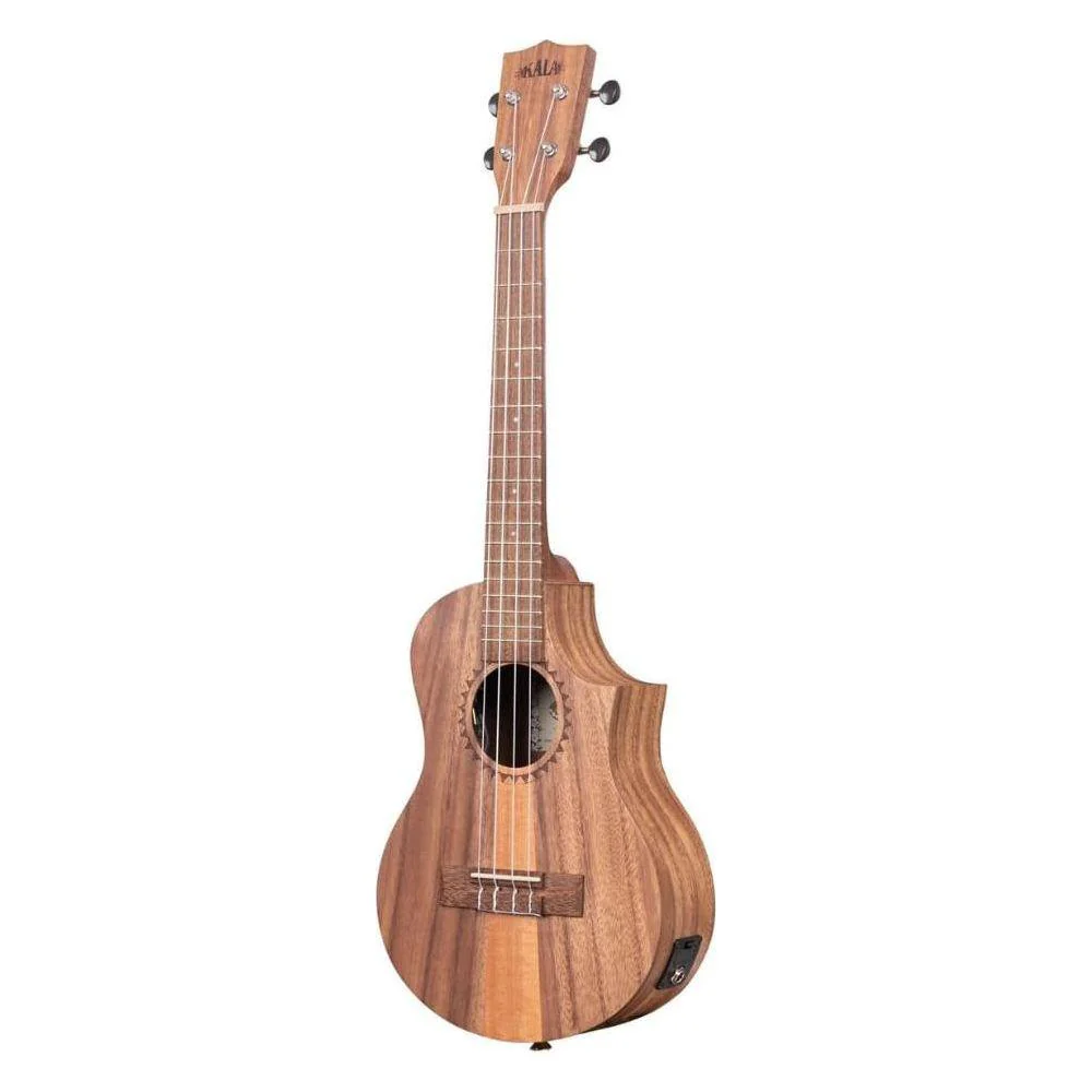 Kala Teak Tri-Top Tenor Ukulele w/Cutaway & EQ, KA-TK-T-CE Bundle w/Kala KKBL Klipz Tuner in Blue and Liquid Audio Polishing Cloth - Image 2