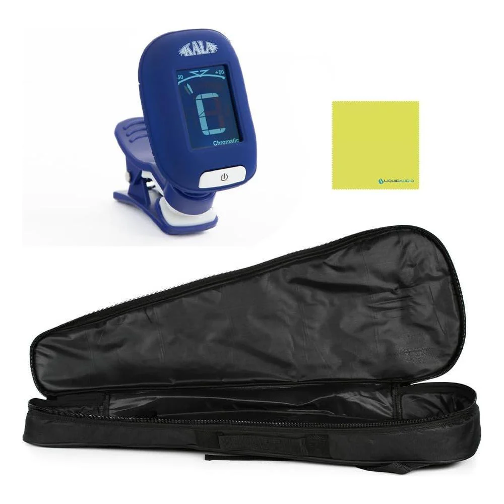 Kala Scout Fretted Acoustic-Electric U•BASS®, UBASS-SCOUT-FS Bundle w/Kala KKBL Klipz Tuner in Blue and Liquid Audio Polishing Cloth - Image 6