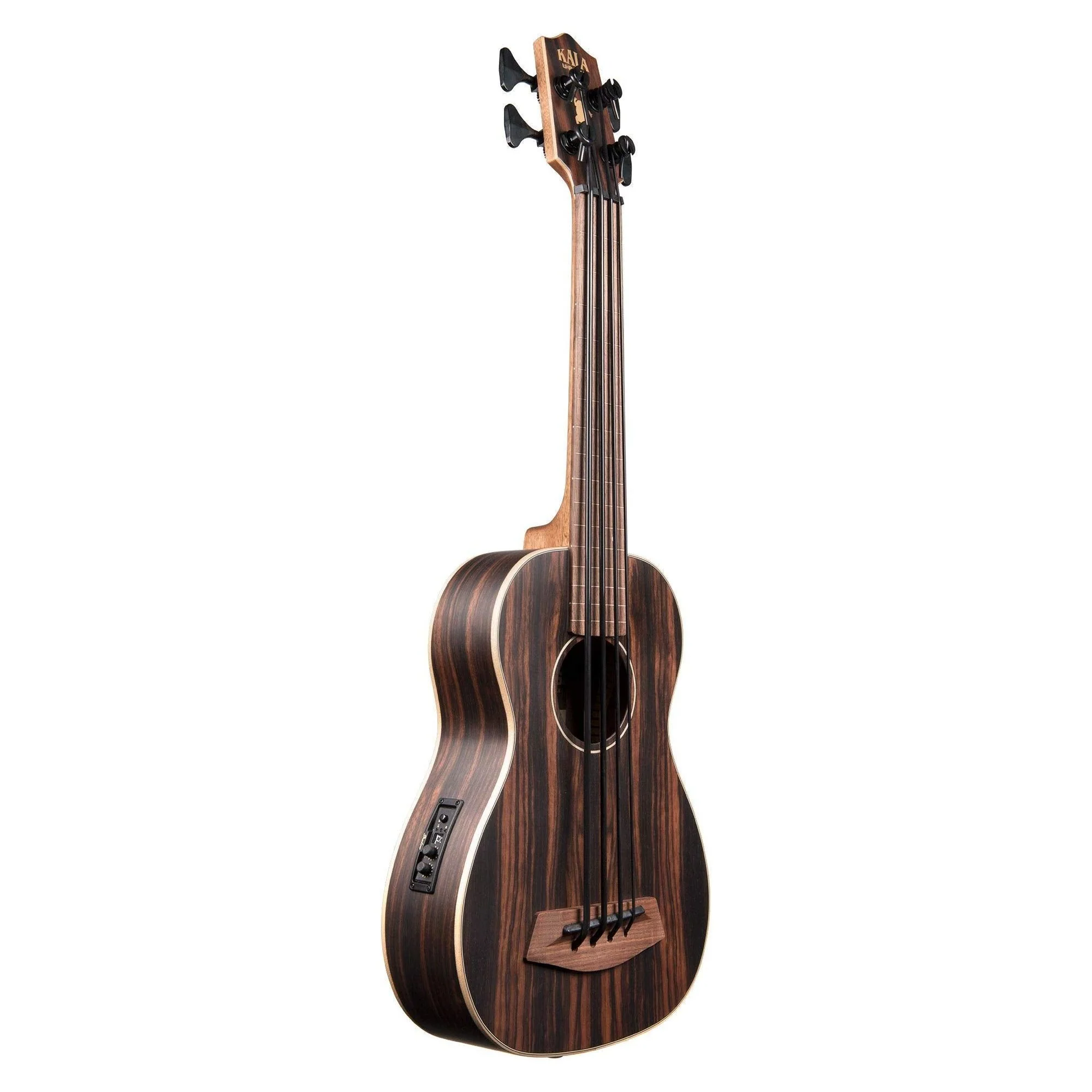 Kala UBASS EBY FL Acoustic Electric Bass Striped Ebony Frettless w Bag - Image 4