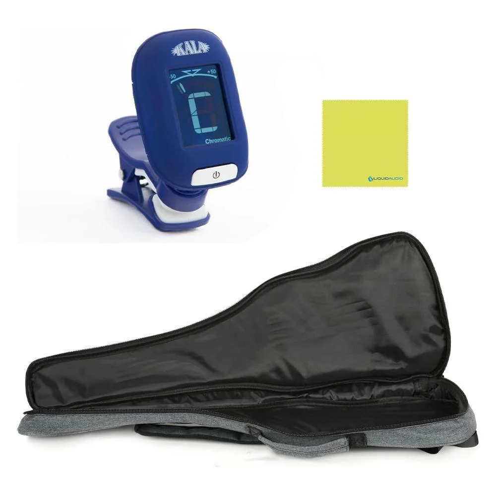 Kala Solid Body Electric Acacia Tenor Ukulele with Bag, KA-SB-ACA-T Bundle w/Kala KKBL Klipz Tuner in Blue and Liquid Audio Polishing Cloth - Image 2