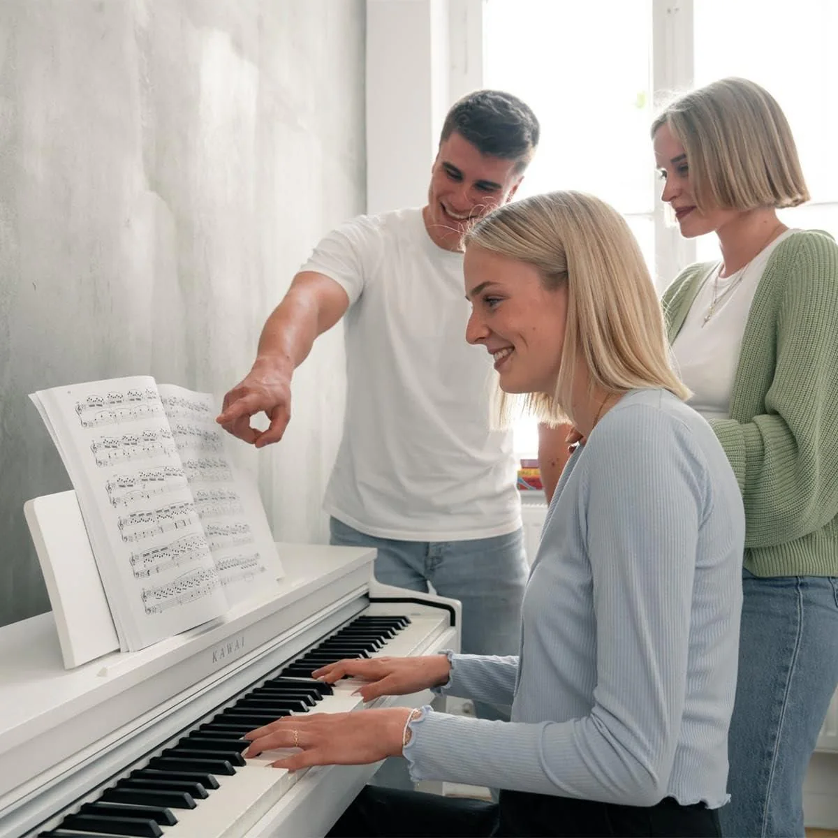 Kawai CN201 88-Key Digital Piano with Responsive Hammer III, Premium Satin White - Image 6