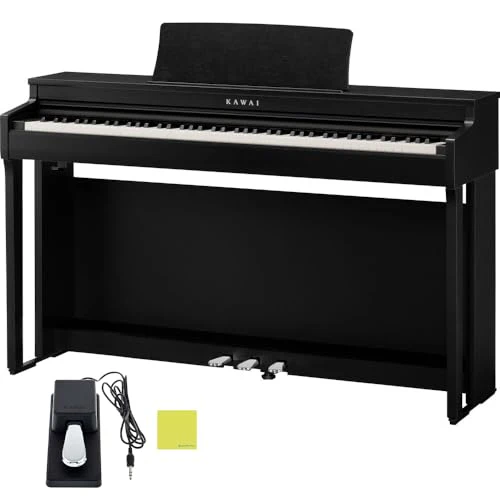 Kawai CN201 Digital Piano, Satin Black Bundle with Kawai F-10H Damper Pedal and Liquid Audio Polishing Cloth - 88-Key Digital Piano - Image 3