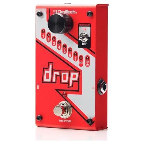 KMC Digitech DROP The Drop Polyphonic Drop Tune Pedal Bundle w/2x Strukture S6P48 Woven Right Angle Patch Cables, 12x Guitar Picks and Liquid Audio Polishing Cloth - Image 2