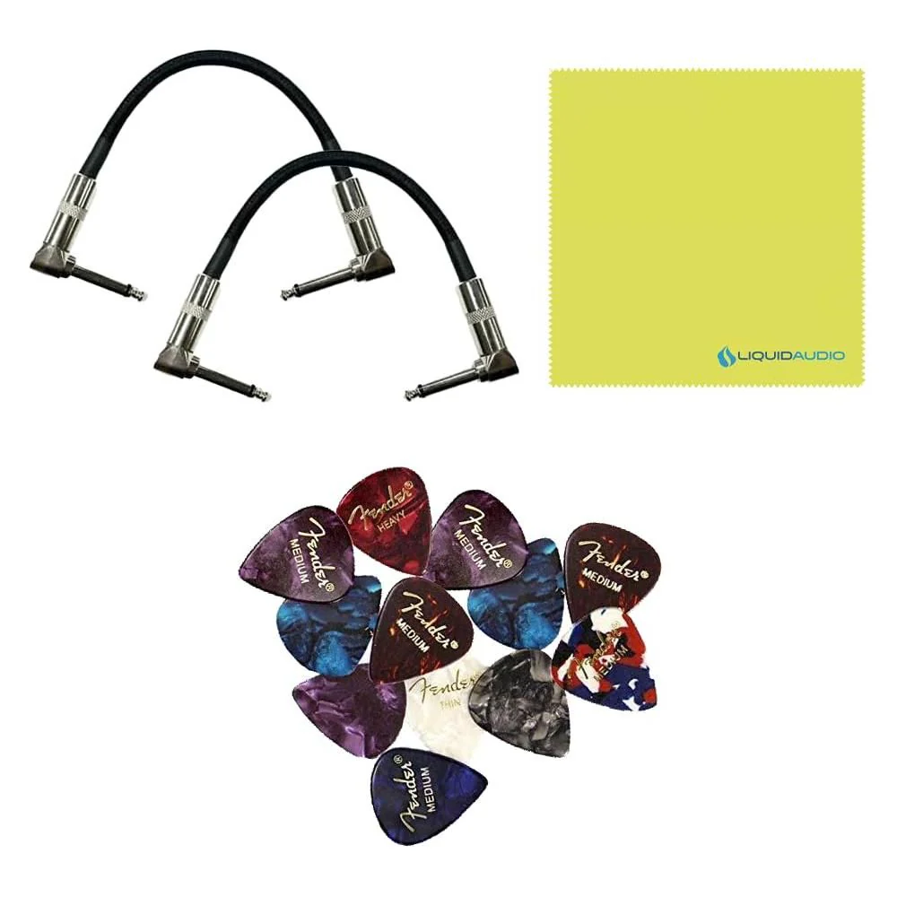 KMC Digitech FREQOUT FreqOut Natural Feedback Creator Pedal Bundle w/2x Strukture S6P48 Woven Right Angle Patch Cables, 12x Guitar Picks and Liquid Audio Polishing Cloth - Image 3