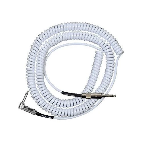 Lava Retro Coil 20 Foot Instrument Cable Straight to Right Angle White